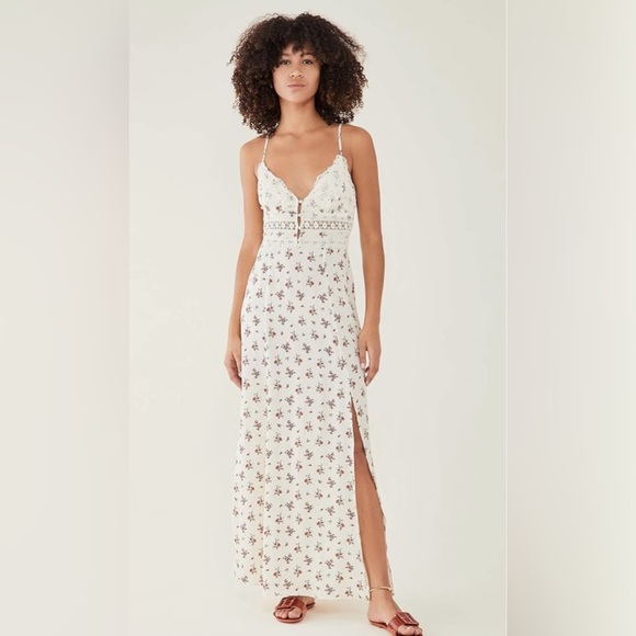 Free People Dresses & Skirts - NWT FREE PEOPLE - Out & About Button Lace Trimmed Slip Maxi Dress